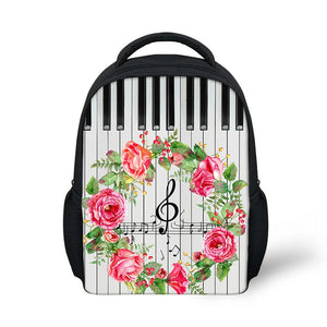 ELVISWORDS Mini School Bags For Girls Boys Satchels Music Piano Notes Flower