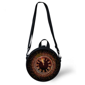Clock Print Round Crossbody Bag Galaxy Women Shoulder Bag Circle Pack Purse