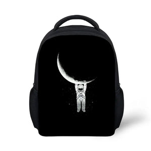 ELVISWORDS Alien Print Cartoon School Backpack for Kids