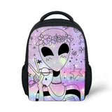 ELVISWORDS Alien Print Cartoon School Backpack for Kids