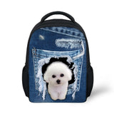Small Dog Print School Backpack Kindergarten Child Satchels Mochila Escolar Kids