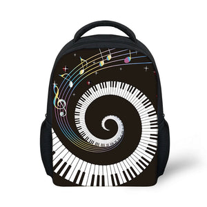 ELVISWORDS Kids School Bag 3D Music Piano Notes Backpack for Kindergarten