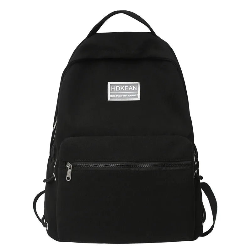 EST Solid Colour Unisex School Backpack Girls Teenager Shoulders Waterproof