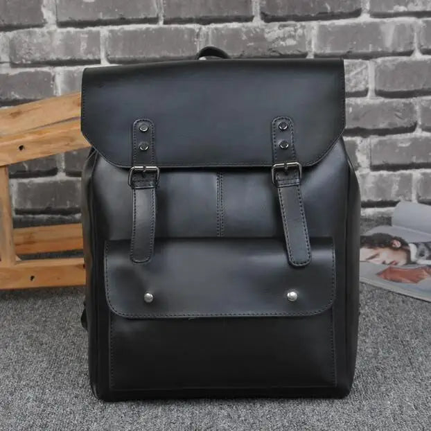 Hot Man PU Leather Backpack Vintage Travel Bag