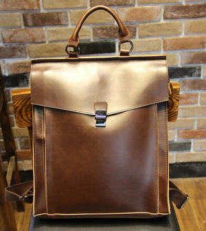 ETN BAG Men's Leather Backpack Vintage School Bag