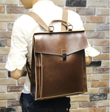 ETN BAG Men's Leather Backpack Vintage School Bag
