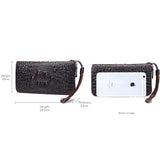 EUMOAN Oil Wax Leather Crocodile Print Wallet