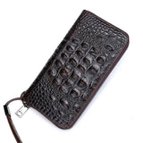 EUMOAN Oil Wax Leather Crocodile Print Wallet