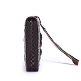 EUMOAN Oil Wax Leather Crocodile Print Wallet
