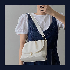 Spring & French Soft-Faced Handbag Large Capacity Pleated Small Square Bag