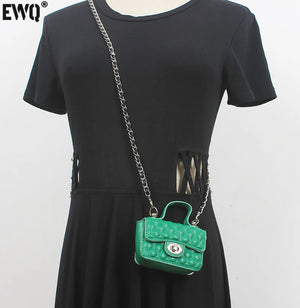 Women Mini Small Pockets Chain Green Bag Korea All-Match