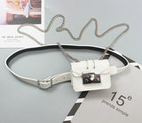 Silver Green Mini Flap Waist Bag PU Leather Chain Crossbody Lipstick