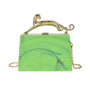 Women's One Shoulder Handbag Metal Acrylic Buckle Chain Bag