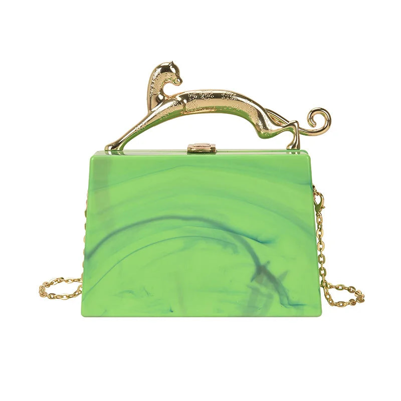 Women's One Shoulder Handbag Metal Acrylic Buckle Chain Bag