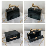Women's One Shoulder Handbag Metal Acrylic Buckle Chain Bag