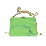 Women's One Shoulder Handbag Metal Acrylic Buckle Chain Bag