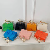 Women's One Shoulder Handbag Metal Acrylic Buckle Chain Bag