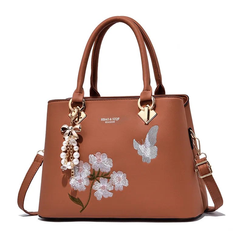 Early Autumn Bow Pendant Shoulder Messenger Bag Female Embroidery