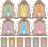 Easter Drawstring Bags, Bunny Print Burlap Bags for Baby Shower Wedding Party