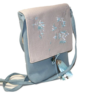 Floral Embroidery Messenger Bag Crossbody Cellphone Purse