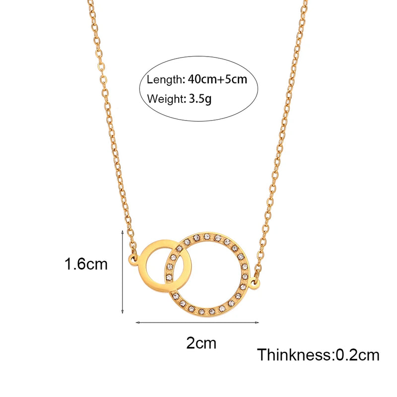 Stainless Steel Loop Pendant Necklace Bracelet Set