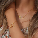 Stainless Steel Loop Pendant Necklace Bracelet Set