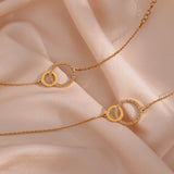 Stainless Steel Loop Pendant Necklace Bracelet Set