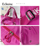 Echoine Laser Sequin PINK Letter Print Woman Casual Travel Sports Gym Bag