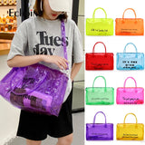 Echoine Transparent Plastic Dustproof Travel Bag Ladies Letter Print