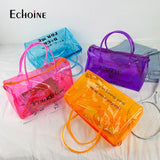 Echoine Transparent Plastic Dustproof Travel Bag Ladies Letter Print