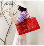 Echoine Transparent Plastic Dustproof Travel Bag Ladies Letter Print