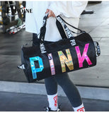 Echoine Woman Casual Travel Bag Sports Gym Laser Sequin Letter Print