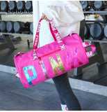 Echoine Woman Casual Travel Bag Sports Gym Laser Sequin Letter Print