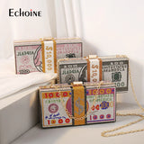 Echoine Diamond Crystal Dollar Evening Clutch Wedding Purse