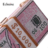 Echoine Diamond Crystal Dollar Evening Clutch Wedding Purse