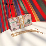 Echoine Diamond Crystal Dollar Evening Clutch Wedding Purse