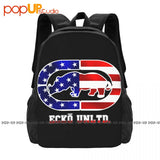 Ecko_Unltd Reflective Silver Outlined Flag Backpack Large Capacity