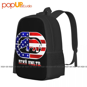 Ecko_Unltd Reflective Silver Outlined Flag Backpack Large Capacity