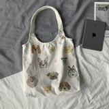 Dog Cartoon Canvas Tote Bag Eco-Friendly Woman Shoulder Bag