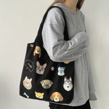 Dog Cartoon Canvas Tote Bag Eco-Friendly Woman Shoulder Bag