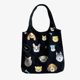 Dog Cartoon Canvas Tote Bag Eco-Friendly Woman Shoulder Bag