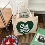 Eco Cotton Daily Handbag Lovely Fresh Plush Love Portable Canvas Bag