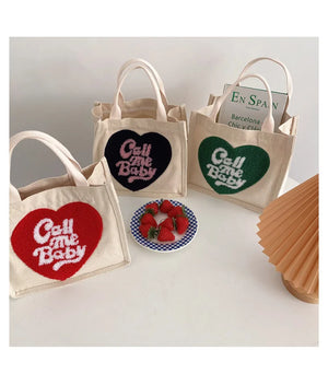 Eco Cotton Daily Handbag Lovely Fresh Plush Love Portable Canvas Bag