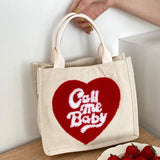 Eco Cotton Daily Handbag Lovely Fresh Plush Love Portable Canvas Bag