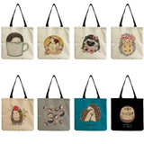 Eco Friendly Hedgehog Beach Bag Women's Summer Travel Print Shoulder Bag