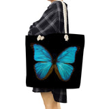 Eco Friendly Large Tote Bag Cartoon Butterfly Print Women's Beach Bag