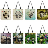 Eco-Friendly Panda Print Shoulder Bag Teacher Gift Lady Tote Chinese Style
