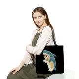 Animal Print Eco Reusable Shoulder Bag Women's Tote Cat Shark Design