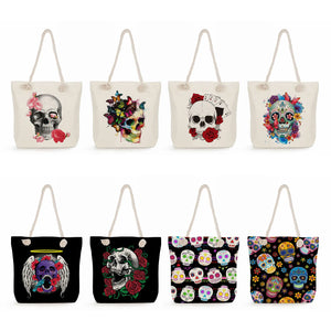 Eco Halloween Floral Skull Print Shoulder Bag Women Handbag