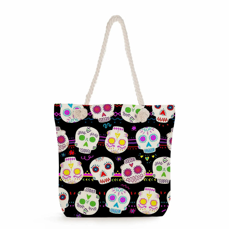 Eco Halloween Floral Skull Print Shoulder Bag Women Handbag